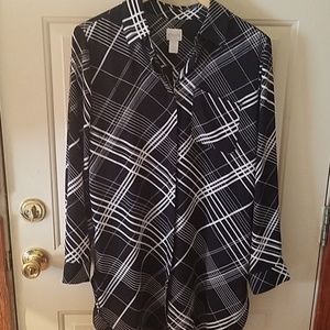 Chico's Black/White Plaid Tunic